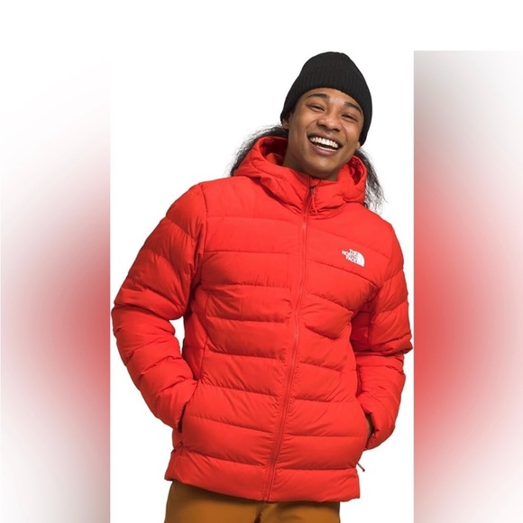 New North Face Aconcagua 3 Hoodie Jacket Down Insulated Red Winter Coat Mens - Picture 3 of 5